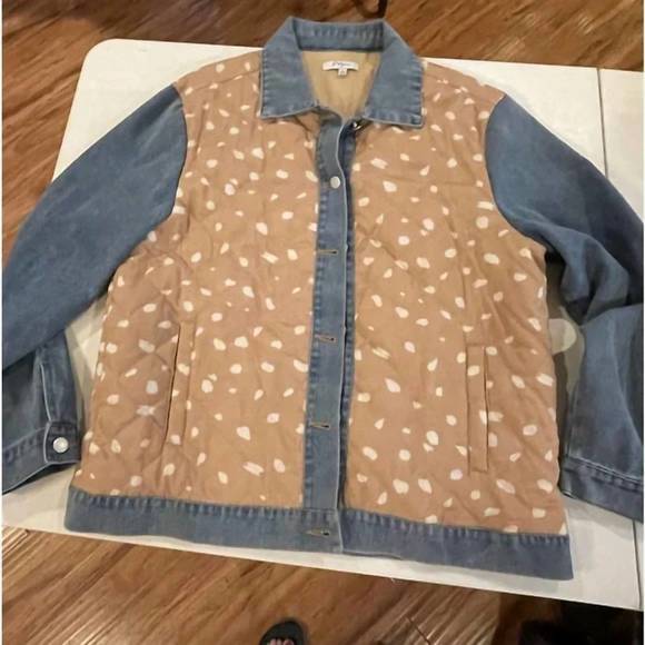 POLAGRAM Jackets & Blazers - NEW POLAGRAM women's leopard print denim jacket in brown